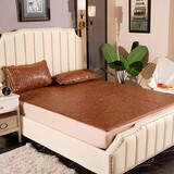 益湘缘夏季麻将凉席竹席子1.8米床碳化夏天1.5米折叠麻将块竹垫三件套 双筋窄边咖色包边包底 单床席1.5米（宽1.5*长1.95米）