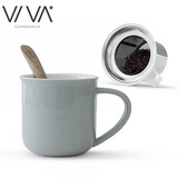VIVA scandinavia马克杯情侣陶瓷杯带茶漏带盖带手柄茶水分离茶杯咖啡杯 350ml 灰蓝 带盖带茶漏1只【V81454】