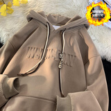 宾迪肯（BINDIKEN）600g美式重磅卫衣男装秋冬季潮牌青少年连帽学生日系外套2025新款 A422-1-JF1004咖色（加绒加厚） L （120-145斤）