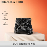 CHARLES&KEITH子母链条大容量流浪包托特包单肩斜挎包女包生日礼物CK2-40671449 Noir黑银 L