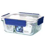 乐扣乐扣（LOCK&LOCK） 格拉斯四面锁扣耐热玻璃保鲜盒上班便当盒饭盒高硼硅冰箱微波炉 3分割长方形-LBG447CT- 1000ml