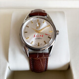 钻石老上海钻石牌手表男士机械表原厂库存17钻手动上链全新简约纪念表 棕色皮带款
