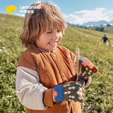 柠檬宝宝儿童手套秋冬男童女孩针织保暖防寒五指分指 静谧咖绿 