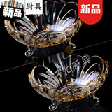 德勒（DELE）吧台水果盘餐桌上用的水果盘水果盘创意水晶玻璃简约客厅茶几家用 琥铂色:果盘2只