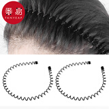 番易发箍/男A1ZO-短发洗脸碎发卡不勒头男黑色波浪背头隐形头箍女捆 漩涡款发箍2个