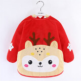 悦亲予儿童罩衣宝宝反穿衣防灯芯绒衫护衣男女童秋冬季长袖防脏 萌宝鹿大红色 18[建议4-5岁]