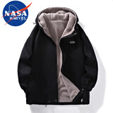 NASA MARVEL官方潮牌联名男装棉服男棉衣外套冬季新款连帽ins美式柔软学生连 黑色 2XL （120斤-160斤）