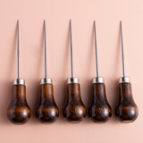 若轩葫芦形实心全钢锥子针手工打孔修鞋补鞋直锥缝纫木柄锥子上鞋工具 葫芦形锥子 10个