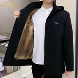 冬之裘新款男士正品高档整貂皮真皮草可拆卸内胆派克服冬季保暖加厚外套 黑色【本色貂内胆】加厚新款 3XL 【145-160斤】