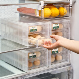 日本进口放鸡蛋收纳盒冰箱侧门整理神器厨房鸡蛋盒保鲜盒食品级 冰箱鸡蛋盒用透明【双层抽屉】