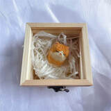 木雕小橘猫摆件手工艺品可爱的猫猫萌宠可爱手作造景猫咪桌面装饰 小橘猫+木盒