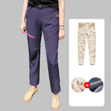 杰丽·莫克户外冲锋裤男女冬加绒加厚双层羊羔绒抓绒防风零下20度滑雪服 女-紫色 L