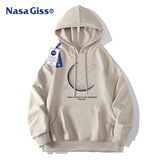 NASA GISS官方潮牌联名春秋卫衣男潮流宽松外套青少年连帽上衣 卡其 M 