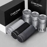 COEIN KOEIN男士内裤夏季透气薄款七夕情人节礼物纯棉简约四角送男友礼盒装 【经典款】浅灰+黑色+深灰 XL 码 推荐 126-155斤 精梳纯棉