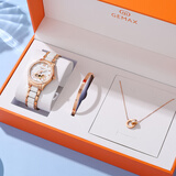 格玛仕（GEMAX）全自动机械表镂空女士手表名牌个性新款轻奢防水国表十大腕表品牌 手表+手镯+项链+皮带 镂空款 34mm 【礼盒四件套】