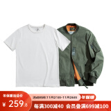 马登工装 美式复古MA-1飞行员夹克休闲棒球服短款外套春秋男潮痞帅 绿夹克+300G米白短t组合 S