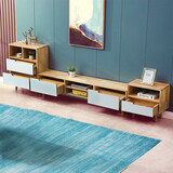 舒歌电视柜实木落地茶几组合 简约小户型客厅抽屉电视机组合柜 电视柜+高矮边柜组合 长2.3米