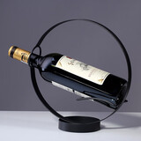 康之润欧式创意红酒架摆件红酒架现代简约酒柜装饰品展示架葡萄酒架家用 圈圈酒架黑色