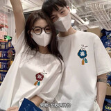 MDlila【两件装】情侣装夏季一男一女短袖衣服2025年新款t恤情侣款班服 男白+女白(欢喜) L 男+女M