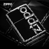 ZIPPO打火机煤油防风 钻切黑冰 定制刻照片刻字男生生日礼物送男友老公 钻切黑冰-大标志（礼盒装A）