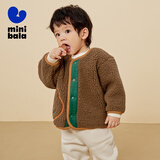 迷你巴拉男童女童摇粒绒外套冬季宝宝仿羊羔毛儿童便服 咖啡50808 110