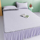 乐全乳胶冰丝凉席三件套夏季婴儿童家用可水洗床裙床笠空调软席子 优雅紫-床裙款 三件套 150cm*200cm /适合1.5米床