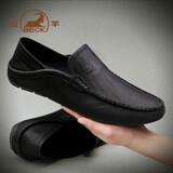 公羊 男鞋秋季新款皮鞋男商务休闲中青爸爸鞋一脚蹬软底豆豆鞋鞋 黑色 （标准皮鞋码比运动鞋大一码） 38 （标准皮鞋码比运动鞋大一码）