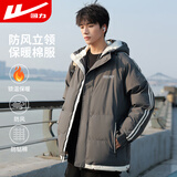 回力（Warrior）棉服男连帽加厚保暖外套男冬季潮牌面包服休闲百搭棉衣男