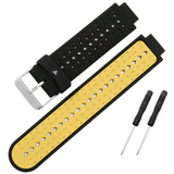 钟米适用佳明Forerunner235 220 230 620 630 735XT硅胶表带腕带 正黑内黄