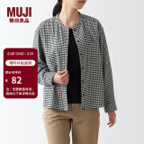无印良品（MUJI）女式法兰绒 立领衬衫 格子 内搭 衬衣  BCB19C1A 黑色格纹 S