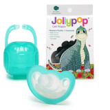 Jollypop 美国进口悠乐宝产院用一体全硅胶婴儿安睡型安抚奶嘴0-6-18个月 0+绿色，0-12个月新生儿，24个月内亦适用
