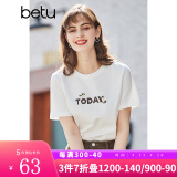 betu百图女装春装新款宽松韩版卡通印花短袖T恤ins潮JD2102T08 白色 XS