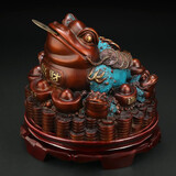 吉善堂全铜金蟾招财摆件复古客厅办公室桌面装饰品公司店铺乔迁开业礼品 大号铜彩八方来财