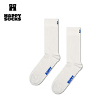 Happy Socks女男士秋冬季款情侣纯色系列黑色穿搭袜子运动袜时尚中筒袜子 白色 1双 M 36-40