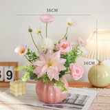 迷.妆茶几花 仿真花艺北欧风盆栽INS装饰假花餐桌家居摆件客厅套装桌花 粉南瓜+芍药百合花艺