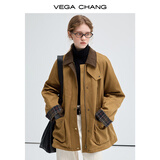 VEGA CHANG【焦棉纪】雅丹风棉服女冬款女士夹克保暖棉衣夹棉外套 焦糖棕 L