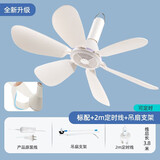 志高（CHIGO）小吊扇 小型电风扇 小风扇家用学生宿舍床上大风力6页蚊帐扇悬挂式微风吊扇便携小电扇 标配款+2米定时线+吊扇支架