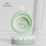英氏（YEEHOO）新生儿折叠洗脸盆初生宝宝洗脚盆洗屁屁盆小孩儿童脸盆洗菜盆婴儿 兔兔绿折叠脸盆