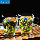 Ocean进口玻璃茶杯耐热泡茶杯带把家用待客水杯加厚大容量绿茶杯 美式把杯355ml【两支】