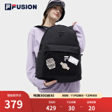 斐乐（FILA）FUSION潮牌背包情侣款双肩包女士包包大容量电脑包男士休闲书包 深黑-BK XS