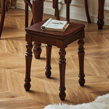 一具一家美式全实木凳子可叠放椅子家用餐厅全核桃原木小矮凳板凳客厅方凳 全实木小凳子1把
