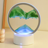 杞乐生日礼物女桌面流沙画摆件送男友闺蜜伴手礼品小夜灯沙漏工位装饰 绿色小夜灯