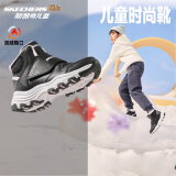 Skechers斯凯奇男女童棉鞋儿童雪地靴冬季厚实保暖中帮大童二棉鞋8701648L 女童-黑色-白色-粉红色-BKWP 36