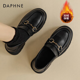 达芙妮厚底乐福鞋女秋冬季加绒2025新款小皮鞋女通勤一脚蹬单鞋女