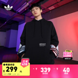 adidas毛圈布运动连帽卫衣套头衫男装阿迪达斯官方三叶草GN3570 黑色 S(参考身高:173~178CM)