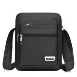 QUEEN TRIP新款男包竖款单肩包情人节防水耐磨小背包多口袋男士做生意收钱包 黑色