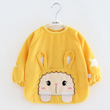 识易宝宝罩衣秋冬季防水防脏儿童围裙外反穿衣婴儿吃饭围兜围衣1-3岁 立体兔金黄 120(18码建议4-5岁)