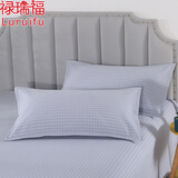 禄瑞福家纺床上用品纯棉老粗布枕套全棉单人条纹枕头套信封式 单只装1只 苍韵 手工制作约48cmx74cm