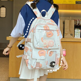 缘牵 网红ins书包女高中初中生小清新少女心大学生双肩包可爱卡通背包 粉色（配3个小兔头+煤球挂件）