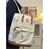 Landcase书包初中女大容量双肩包高中生背包大学生电脑包 1704白粽